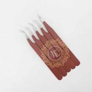 แหนบสีน้ำตาลอ่อนสำหรับต่อขนตาฉลากติดเพชรแบบกำหนดเองได้สีเงินทนทานทำจากสเตนเลสสตีล - Product Image 4