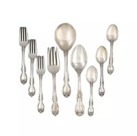 Ensemble de couverts en métal de haute qualité écologique avec poignée en incrustation d'os, finition argentée, pour cuisine, restaurant, mariage