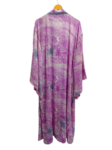 Kimono de verano de lujo para cubrir el bikini, bata larga de noche, Kimono Sari de seda reciclado vintage indio hecho a mano, - Product Image 6