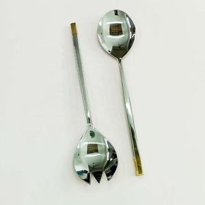 Nouveau serveur de salade poli miroir argenté en métal d'excellente qualité ou cuillères à salade poignée de forme carrée ensemble de serveur de salade de couverts - Product Image 5