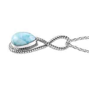 Collier en argent sterling Larimar naturel Collier goutte Larimar Collier goutte de pluie Minimaliste - Product Image 1
