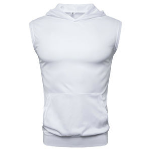 Camisetas sin mangas con capucha para entrenamiento informal personalizadas para hombre, sudaderas térmicas lisas sin mangas con corte muscular y tirantes para culturismo - Product Image 3