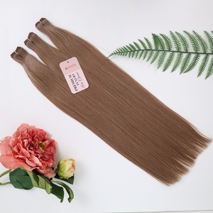 Calidad de lujo Premium Doble dibujado Recto Onda sedosa 4C Trama de cabello humano de alta calidad Teñido Procesamiento químico Blanco Rubio - Product Image 1