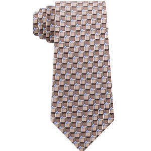 Cravatta Classica da Uomo Michael Kors in Twill di Seta con Stampa Geometrica Angolare, Beige, Taglia Regolare - Product Image 2