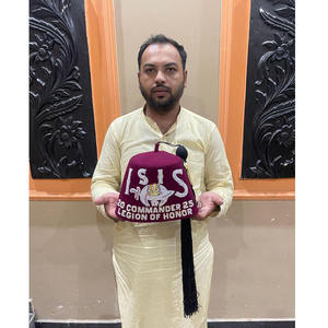 Nouveau chapeau fez maçonnique SHRINER orné de bijoux, chapeau KOSAIR et chapeau fez avec glands, chapeau fez en laine bordeaux avec strass, chapeau fez maçonnique - Product Image 2