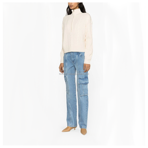 Nouveau pantalon en jean pour femme, style cargo, décontracté, confortable, taille mi-haute, coupe droite, longueur intégrale, coloré, 100% coton respirant - Product Image 3