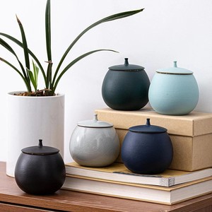 Juego de 5 recipientes de cerámica con tapas herméticas, recipientes seguros para alimentos, organizador de cocina duradero, almacenamiento moderno para encimera - Product Image 1