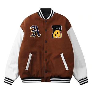 Mono Riders Customizable OEM/ODM Men's Winter Varsity <b>Jacket</b> Wool Shell <b>Fleece</b> <b>Lining</b> Stand Collar Quick Dry Breathable - Product Image 3
