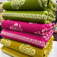 Tissu en coton cambriqué premium imprimé par décharge - Tissu teint 100 % respirant et doux pour robes d'été, costumes et Kurtis - Vente en gros