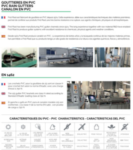 Drenaje de techo exterior duradero para materiales de construcción, sistema de canaletas de lluvia de vinilo cuadrado de PVC moderno para exteriores, Plástico - Product Image 2