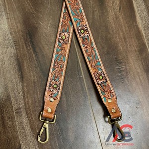 Nouveau personnalisé à la main usiné à la main Floral en cuir véritable bandoulière de remplacement sangle de bandoulière réglable pour les femmes - Product Image 1
