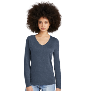 Camiseta de manga larga con cuello de pico para mujer, camisetas clásicas de gran tamaño, Color sólido personalizado, fabricante de fábrica, venta al por mayor - Product Image 5