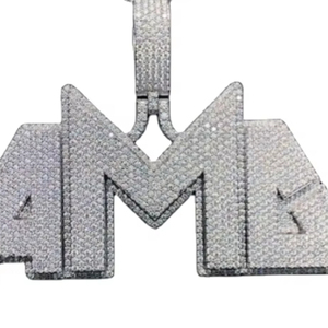 Pendentif en argent Sterling Moissanite de forme ronde blanche pendentif litre personnalisé et bijoux en diamant Moissanite HIP HOP - Product Image 1