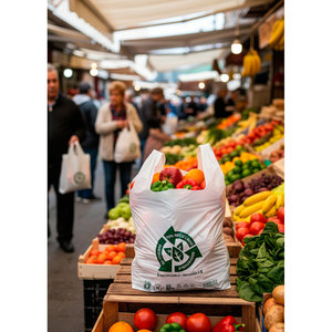 Sacs à poignées en plastique recyclé à 70 %, 60x70cm, 50m, 20 paquets x 1kg, B2B - Product Image 5