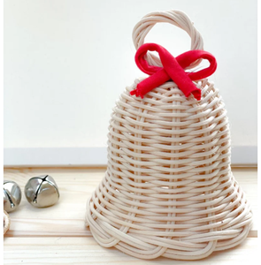 GREENCRAFT Cloche en osier faite à la main Ruban de tartan rustique Décoration suspendue de Noël Taille personnalisée écologique et réutilisable - Product Image 4