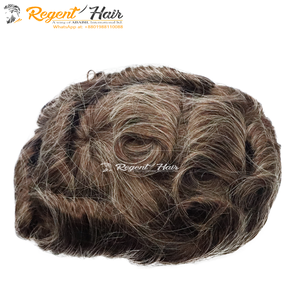 Peluquín de piel SFL para hombre REGENT, pelo indio Remy de trama atada a mano, Disponible en estilos de ondas naturales y ondas de agua rectas, novedad - Product Image 2