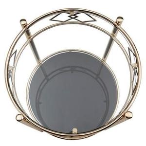 Mesa de Centro y lado redondo superior de cristal contemporáneo con estante inferior, de acero inoxidable decoración del hogar, muebles de Metal, artículo para sala de estar - Product Image 6