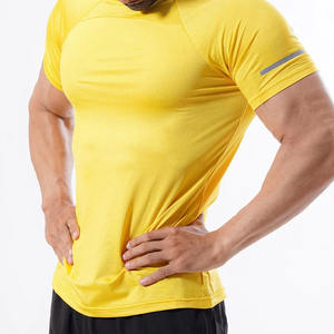 T-shirt d'été en maille de fitness à motif solide pour hommes 280 grammes tricoté en polyester/coton Design formel - Product Image 3