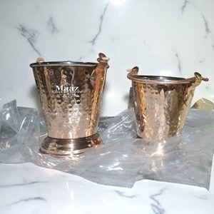 Seau en acier inoxydable martelé classique en gros personnalisé pour le service, le stockage, la vaisselle traditionnelle indienne, cadeau de cuisine - Product Image 3