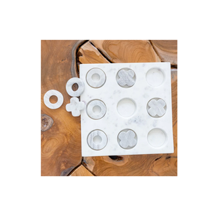 Vente en gros incroyable ensemble de jeu de morpion en marbre blanc de la plus haute qualité pour les enfants - Product Image 3