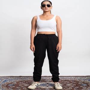 Pantalon de jogging pour femme de qualité supérieure, poids lourd, tissu en velours côtelé polyester/coton, fermeture à cordon, anti-boulochage, respirant - Product Image 4