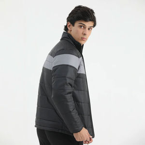 Veste matelassée imperméable pour homme de haute qualité, manches longues, légère, respirante, col montant, manteau d'hiver à capuche, logo - Product Image 5
