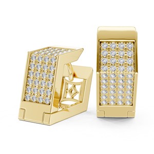 Round Moissanite Rectangular Pave <b>Stud</b> <b>Earrings</b> 925 Sterling <b>Silver</b> 80-Stone Full Pave - Product Image 6