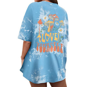 Vente en gros T-shirt respirant personnalisé de haute qualité pour femmes, vêtements en coton surdimensionnés pour femmes, respirants - Product Image 6