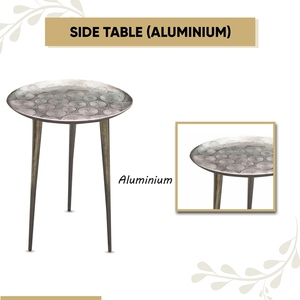 Round Shape Steel Light <b>Grey</b> Aluminum 3 Leg Side Table for Home Decor and Planter <b>Stool</b> for Indoor Manufacturer Indian Factory - Product Image 3