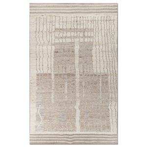 Alfombra Afgana de Lana Tejida a Mano, Color Marfil, Modelo Re-1336, para Sala de Estar, Pasillo, Rectangular, con Patrón Abstracto - Product Image 1