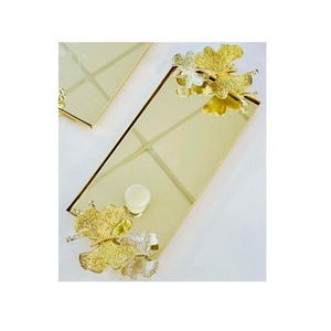 Metal <b>Serving</b> Tray Round Food Dessert Tray Gold Silver With Handles Elegance Home Decorative Tray Wholesale Suppliers - Product Image 3