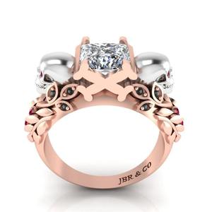 Style populaire princesse diamant plaqué or rose 925 argent Sterling crâne conception bague de fiançailles pour les femmes au meilleur prix - Product Image 4