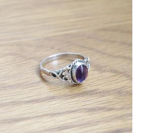 แหวนพลอยสีม่วงอเมทิสต์925เงินสเตอร์ลิงเครื่องประดับดีไซน์หรูหราของขวัญคริสต์มาสสำหรับผู้หญิง - Product Image 4