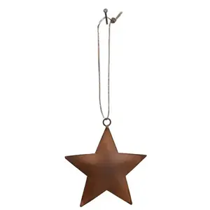 Elegant Brown Color Rusted Iron Metal Christmas Decorative Hanging Star Handmade Customized