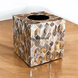 Premium Handcrafted Mop Inlay Tissue <b>Box</b> Holder with <b>Floral</b> Pattern and Engraved Design for Classy Home Decor Tradebyd - Product Image 3