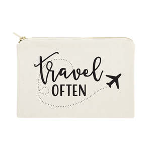 Pochette de voyage portable en toile de coton personnalisable avec logo, fermeture éclair, pour les essentiels de beauté nomades - Product Image 1