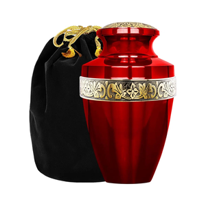 Urnes funéraires en métal de qualité supérieure pour cendres humaines et d'animaux de compagnie à prix abordables, couleur rouge brillant plaqué - Product Image 6