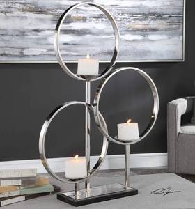 Juego de portavelas de Metal y aluminio, Set de 3 portavelas decorativas con estilo, en 3 tamaños, venta al por mayor, nuevo diseño dorado, 2023 - Product Image 5