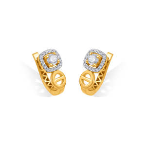 Aros y Pendientes Geométricos Vistara Crest con Baño de Rodio y Detalles de Perlas, Diamantes y Circonitas en Oro Rosa - Product Image 4