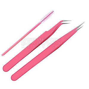 Pinzas para Pestañas de Acero Inoxidable con Punta Recta y Afilada HERMANN MEDITECH HM-ET-204, Logotipo Personalizable para Maquilladores y Belleza - Product Image 1