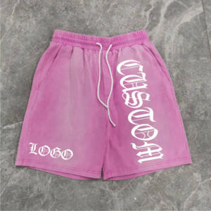 Logo brodé Jacquard OEM/ODM personnalisé Short en tricot surdimensionné en coton épais tricoté au crochet pour homme - Product Image 2