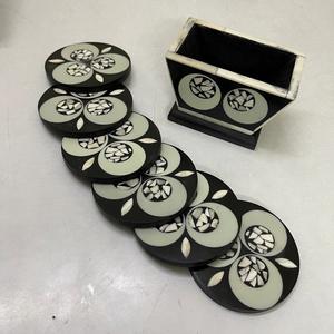 Ensemble de sous-verre rond en incrustation d'os avec tapis de boisson décoratifs à motif complexe pour table basse, salle à manger et décoration de maison de luxe - Product Image 4