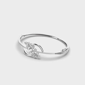IGI Certified Round & Pear Floral <b>Infinity</b> Diamond <b>Bracelet</b> in Solid 925 Sterling Silver - Product Image 2
