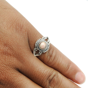 Piedra Natural de alta calidad, Plata de Ley 925, Rodocrosita rosa, piedra preciosa suave, anillo fino para mujer, joyería hecha a mano - Product Image 3