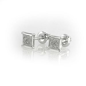 Boucles d'oreilles clous tendance pour femme JEWELSPAARK, diamant naturel blanc taille ronde 0,04 ct, argent sterling 925, 4 mm, pour mariage - Product Image 2