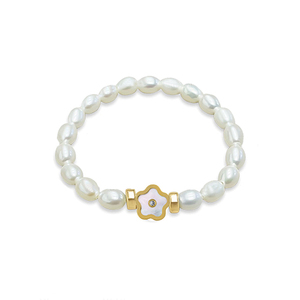 Elegante pulsera de oro MOP Flower con perlas Lujosas pulseras y brazaletes de perlas - Product Image 1