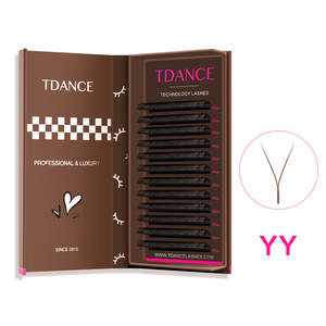 Cils individuels en forme de Y marron, cils en éventail volumineux, <span class=keywords><strong>C</strong></span> <span class=keywords><strong>D</strong></span> 0,07 MM, cils en éventail volumineux, boîte magnétique - Product Image 1