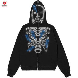 Sweat à capuche zippé pour homme, brodé de strass, designs et logos personnalisés, 100% coton, 350 g/m², écologique, service OEM, vente chaude - Product Image 4