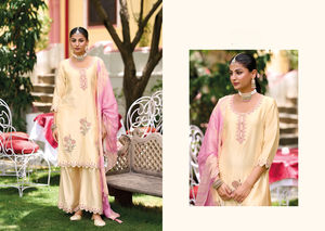 Muselina pura bordada pesada Zari Butti con Chinon Dupatta estilo pakistaní tradicional Salwar Kameez para adultos ropa de fiesta - Product Image 5