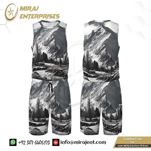 เสื้อบาสเก็ตบอลสำหรับผู้ชายเสื้อบาสเก็ตบอลแบบย้อนยุคภูเขาชุดเสื้อผ้ากีฬาระบายอากาศได้ดี - Product Image 2